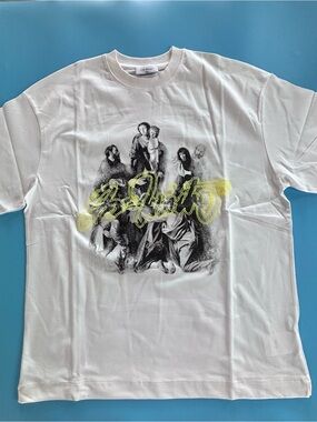 Off-White Virgil Abloh White Graphic T-Shirt Mens XL Madonna Renaissance Print